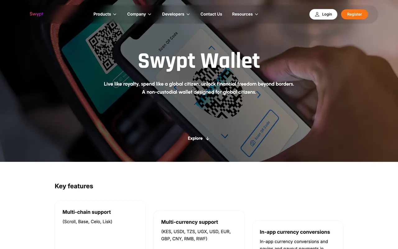 Swypt Wallet page